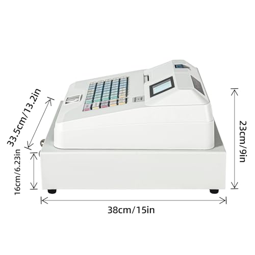 48 Keys Cash Register T-71-60, Thermal Cash Registers POS Cash Machine Flat Keyboard Box 8-Digital LED Drawer with PC Software&ECR Keyboard for Clothing Stores Catering Supermarkets Hamburger Stores