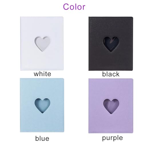 Padfolio Ring Binders(A4 PU Leather Heart-Shaped Binder with Sparkling Star Cover Big Photo Album 10 Sleeves 4 Indexes 2 Partitions Photocard Holder(Blue Binder)