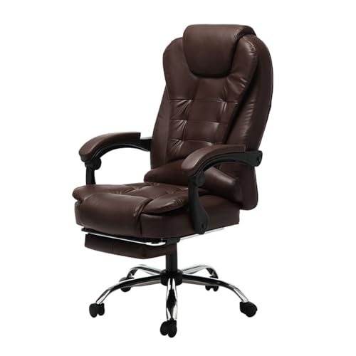 hezhuhe2258 Office Chair Executive Chair PU Leather Office Comfortable and Soft Business Adjustable Computer Home Adjustable(Dark Brown)