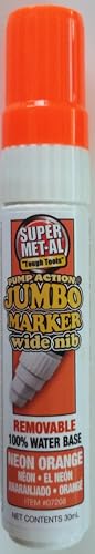 Super Met-Al Jumbo Waterbase Removable Paint Marker (Neon Orange) - 12 PACK