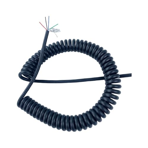 Coiled Curly Mains Flex Multicored Cable 5-Core 24AWG 0.2mm² 1-15 Meters