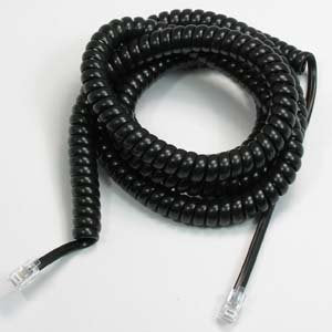 ACCL 25Ft Coiled Handset Cord, RJ22 (4P4C) Black, 10 Pack