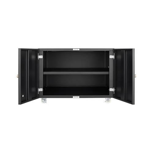 AVGVLIJ Office Copier File Cabinet, Mobile Lateral Filing Cabinet with 2 Door, Rolling File Cabinet, Printer Stand for Legal/Letter/A4 File (Black, 23.62 "L x 23.62 "W x 17.7 "H)