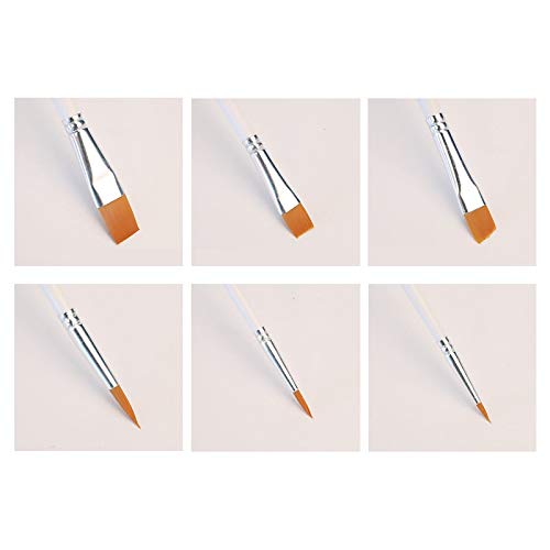 HBJWOV 6pcs/Set Paint Brushes Different Variet Models Nylon Hair Wooden Pole for Watercolor Oil Acrylic Painting Drawing Art Supplies