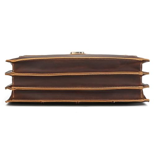 Messenger Bag for Men Vintage Leather Briefcase Laptop Shoulder Bag Unisex Crossbody Messenger Satchel for Office(Dark Brown)
