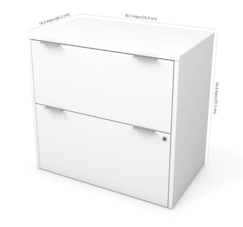 Bestar Lateral File Cabinet with 2 Drawers, White, I3 Plus, 31W