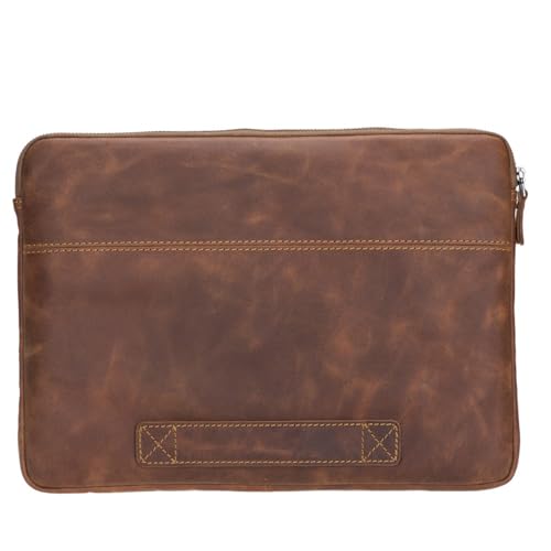 VENOULT Genuine Leather Laptop & Tablet Sleeve – Slim Design, Fits Devices up to 12" - 16" – Customizable Design, Soft Suede Lining, Lightweight Case for (Dark Brown, up to 16" Devices)