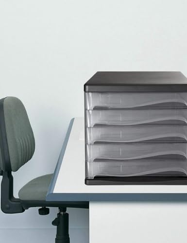 ELUKHT Office Filing Storage File Cabinets Family Desk Decoration File Cabinets Storage Box 5 Drawers Plastic Desk File Cabinet Organizer Office Supplies,Black (Black)
