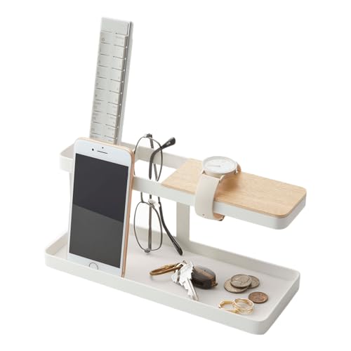 YAMAZAKI Home Tower Desk Bar - Wood & Steel Organizer - Steel