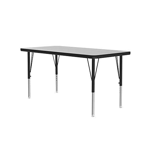 Correll Econoline Activity Table, Height Adjustable, 24"x48", Rectangular Smooth & Hard Gray Granite Melamine Top, Heavy Duty Legs (AM2448-REC-15)