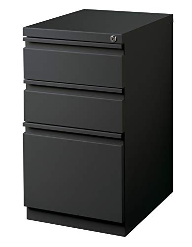 Office Dimensions 20 Inch Deep Metal Mobile Pedestal File 3 Drawer Box-Box-File with Full Width Pull, for Home and Office, Holds Letter Width Hanging Folders, Charcoal