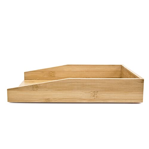 4 x Letter Trays Bamboo Desk Tray for A4 Paper Documents Stackable H x W x D 6 x 25 x 34 cm Natural