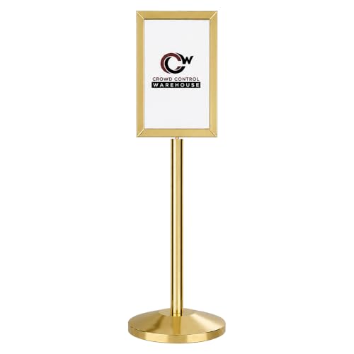 CCW 14 X 22 Inch Vertical Pedestal Floor Sign Frame, Polished Brass
