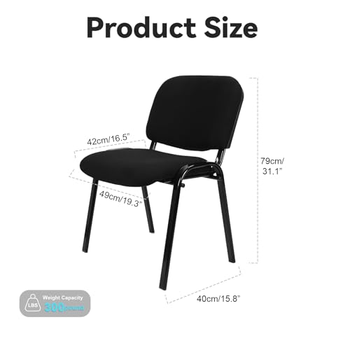 Stackable Ergonomic Office Guest Chairs - 5 Pack Armless Reception Waiting Room Chairs with Lumbar Support, 300Lbs Weight Capacity, Breathable Fabric & Sturdy Metal Frame for Office, School, Church B