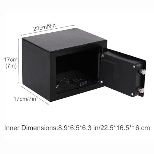 Mini Safe with Digital Code, Security Box with Key, Wall Safe Deposit Box Safety Lockbox for Home, Office, Hotel