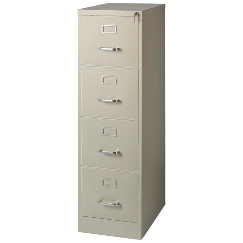 Staples 4-Drawer Vertical File Cabinet, Letter Size, Lockable, Putty