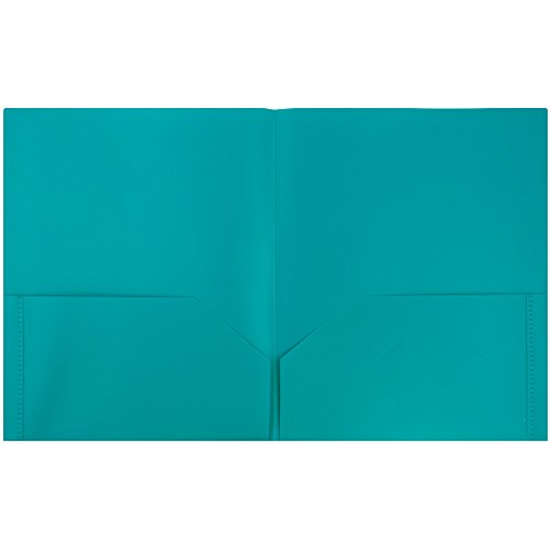 JAM PAPER Plastic 2 Pocket POP Folders - Durable School Folders - Teal Blue - Bulk 96/Pack