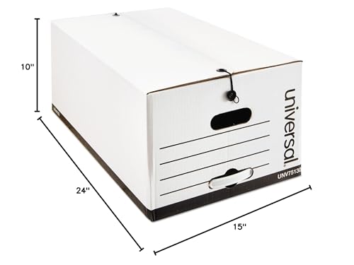 Universal Economy Storage Box with Tie Closure, Legal, Fiberboard, White, 12/Carton (75130)