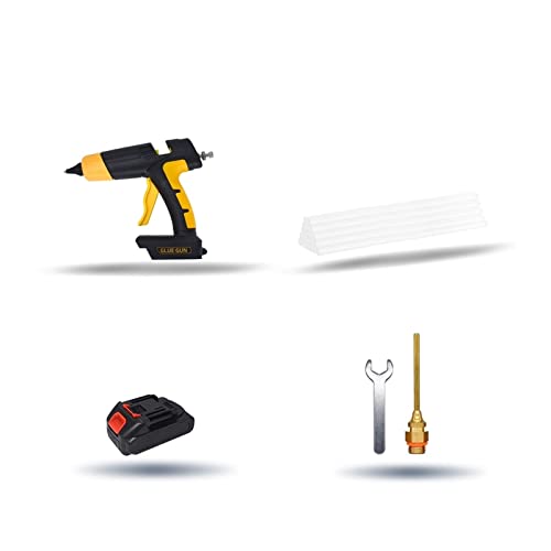 LIBODD Hot Glue Gun Cordless Hot Glue Gun Tool with Digital Display Thermostat Replaceable Battery Use 11mm Glue Sticks Pure Copper Nozzle for DIY Arts, Crafts and Quick Repairs(Set-6)