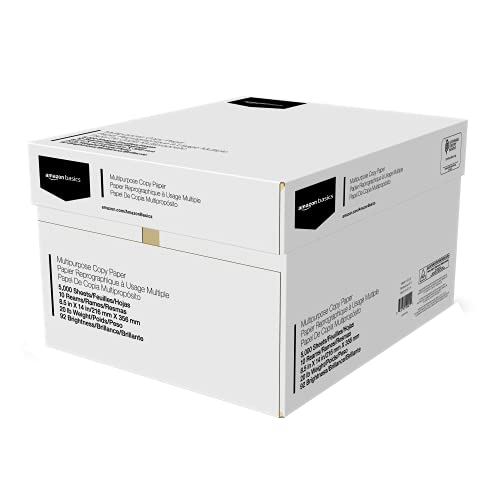 Amazon Basics Multipurpose Copy Printer Paper, 20 lb, 8.5 x 14 Inches, 10 Reams (5,000 Sheets), 92 Bright, White