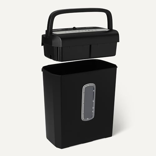 Amazon Basics 6-Sheet High Security Micro Cut Paper and Credit Card Shredder, 3.7 Gallon, Handles Staples, Compact Design for Home, Black