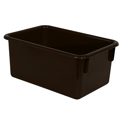 Wood Designs Cubby Storage Bin, Heavy Duty Plastic Containers for Kids Brown Cubby Tray Set of 12