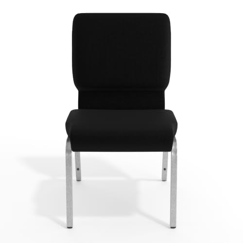 Flash Furniture Hercules 18.5 in Wide Fabric Stackable Church Chair, Black