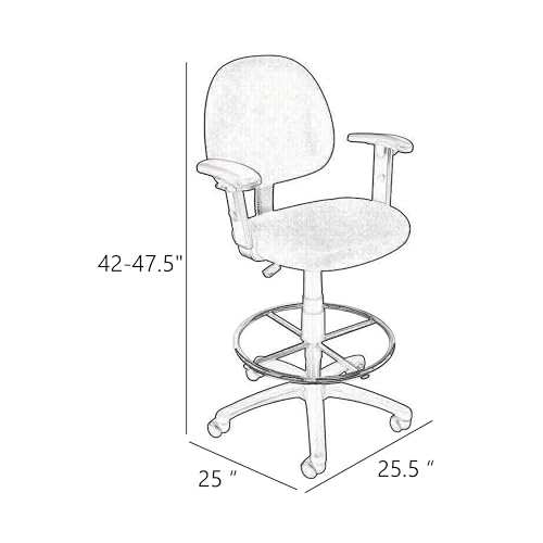 Benzara Jea Drafting Stool Chair, Adjustable, Gray Tweed, Round Footring