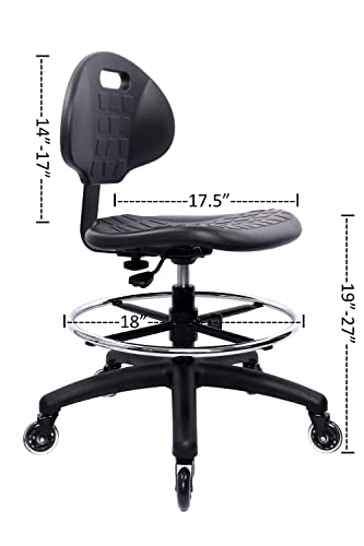 Chair Master - ESD Anti Static Ergonomic Polyurethane Chair Adjustable Height Heavy Duty Easy to Clean for Research, Laboratory and Cleanroom (Rollerblade Style Rubber Casters, Medium Stool)