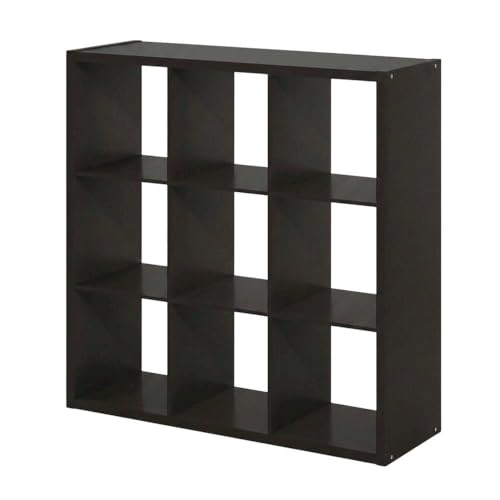Bison office Brown 9-Cube Open Storage Organizer, Composite Wood, Modular Shelving Unit for Living Room Bedroom Closet Playroom