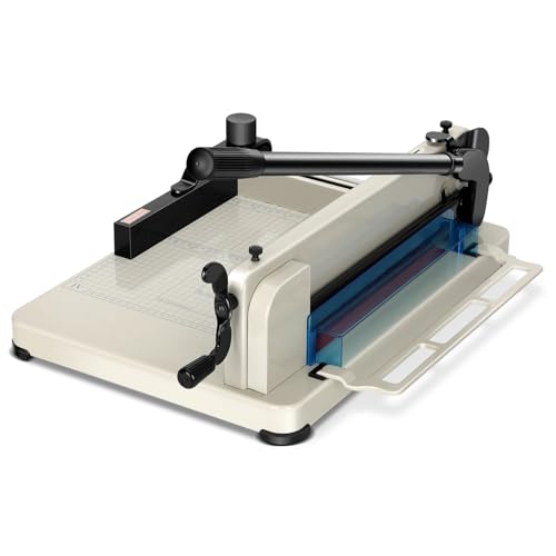 12 Inch Guillotine Paper Cutter Heavy Duty,Paper Cutter Heavy Duty for A4 Paper, 400 Sheet Capacity,White Paper Cutter Heavy Duty for Office Home School