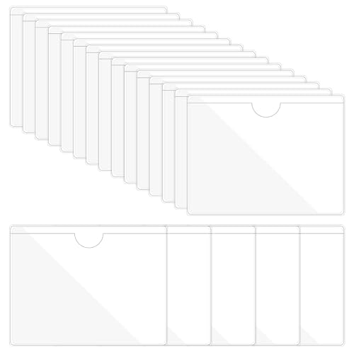 Self-Adhesive Label Holder Pockets 20Pcs Clear PVC Card Sleeves Top Open Index Card Holders