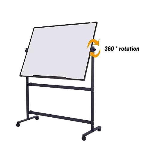 uhyOHF Mobile Dry Erase Board Stand,Angle Height Adjustable,Rolling Whiteboard Easel on Wheels for Home Office Classroom School,Black(
