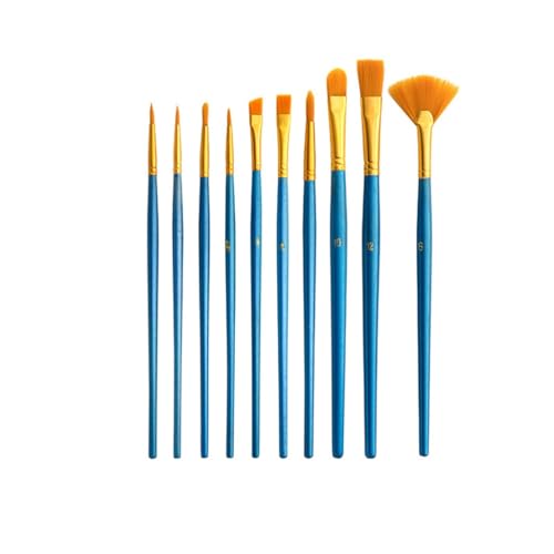 ERoomQ Oil Brush 10 Fan Painting Brush Set Graffiti Hand Office Wood Pearl Nail Art Supplies