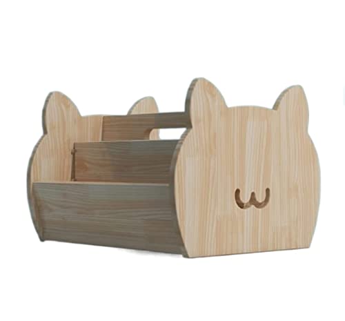 Modern Bookshelf Solid Wood Desktop Bookshelf Storage Rack Bookshelves Living Room Bedroom Bay Window Floor Simple Bookcase Shelf Books Holder Organizer (Color : Cat)
