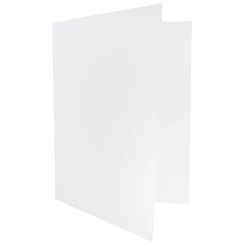 JAM PAPER Two Pocket Textured Linen Presentation Folders - Letter Size Business Folder - White - Bulk 100/Box