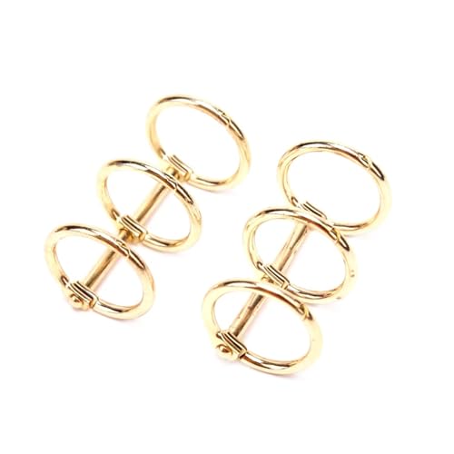 A6 Binder Rings 15Pcs Metal Loose Leaf Book Binder 3 Rings Scrapbook Clips DIY Three-Ring Buckle Calendar Ring for Notebook(Gold)