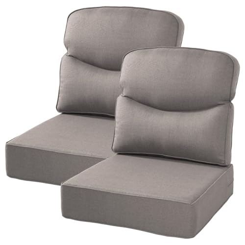 6 in Extra Thick Indoor Outdoor Patio Seat Cushions & Back Pillow Set of 2