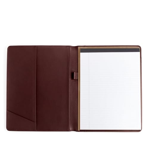 Leatherology Bordeaux Standard Padfolio – Full Grain Leather Professional Organizer with Letter Pad, Business Card Pocket & Pen Loop for Meetings or Work