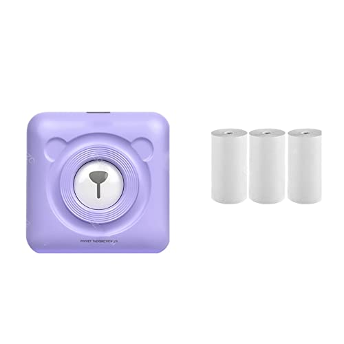 MKJGGII Portable Printer Mini Wireless Thermal Photo Printers DIY Sticker Label Maker Self-Adhesive Paper Rolls(203dpi 3blue Notes)