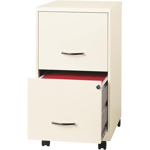 Home Square 2 Drawer Mobile Filing Cabinet Set in Pearl White (Set of 2)