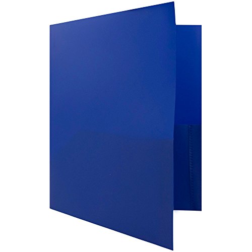 JAM PAPER Plastic 2 Pocket POP Folders - Durable School Folders - Blue - Bulk 96/Pack