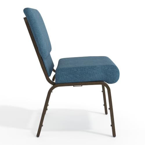 EMMA + OLIVER Blue 21" W Stacking Church Chair, 4-Pack