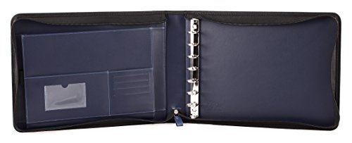 2Fold Zippered Business Checkbook Binder - 7 Ring Binder for Business Checks with Built-in Organizer and Card Case - PU Leather Portfolio for up to 600 3-Up Checks (Blue)