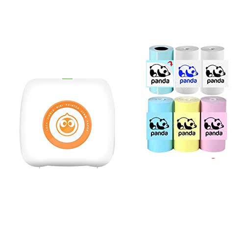 MKJGGII Mini Printer Portable Thermal Printer Photo Lable Printing Pocket Printer(White add 6Color)
