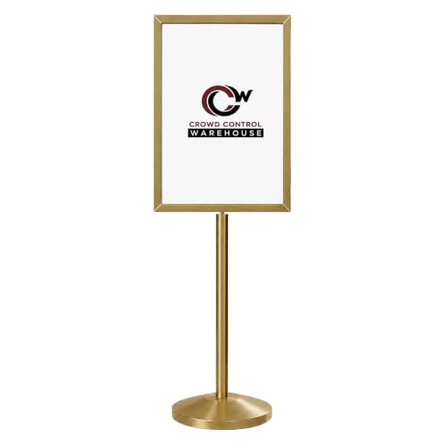 CCW 22 X 28 Inch Vertical Pedestal Floor Sign Holder, Satin Brass