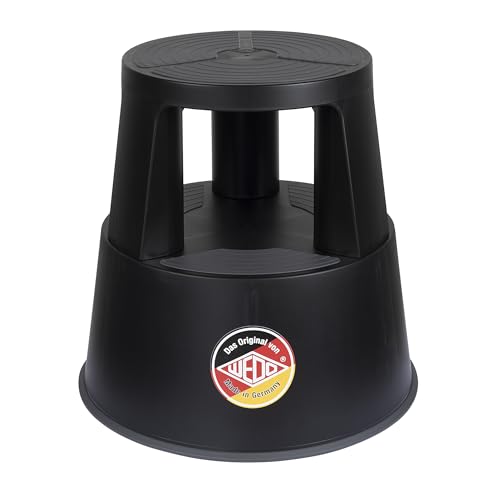 WEDO Super Step Rolling Stool - Robust Step Stool Made of Unbreakable Plastic, TÜV/GS Tested According to EU Standard EN 14183-F, Non-Slip & Rollable, Made in Germany, Height Approx. 43 cm, Load