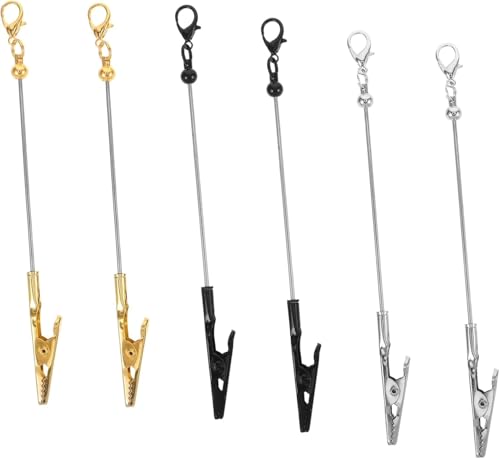 Binder Clips,6pcs Metal Wire Alligator Clips Multi Functional Keychain Note and Business Card Holders Portable Desktop Memo Clip for Organizing Photos
