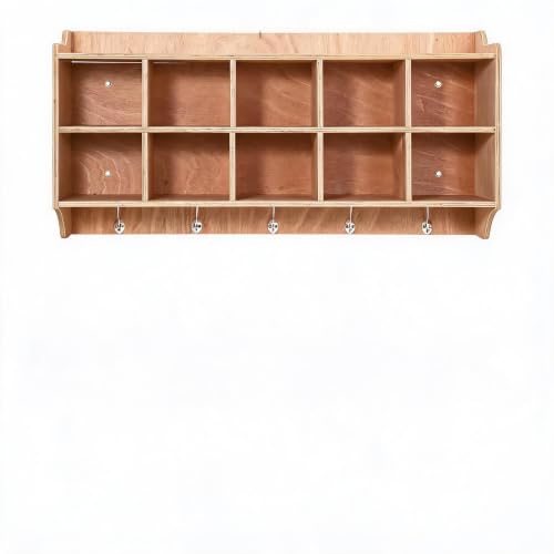 Mobile Cubby 14/20 Storage, Trays/Doors/Hooks, 4-Wheel, Anti-Tip, Natural
