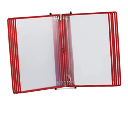 Wall Mount Reference Organizer - Catalog Display Rack, 10 Double-Sided Pockets Wall Mount Reference System, A4 Letter-Size, 20 Sheet Capacity Universal Pockets, Pvc And Metal Binder Organizer,Red